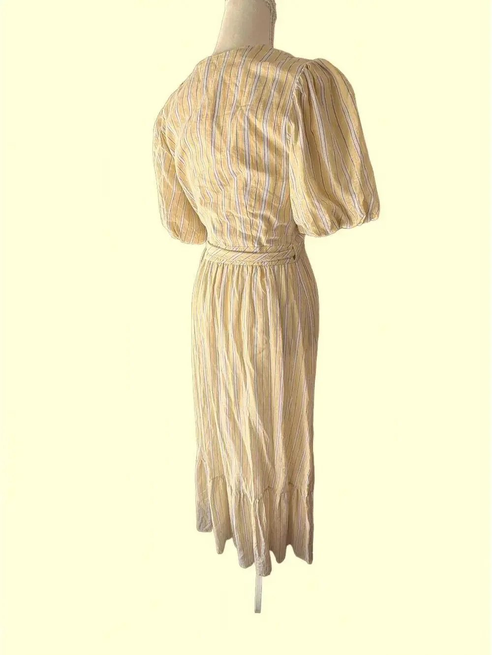 Draper James cottagecore linen blend puff sleeve wrap maxi - Picture 4 of 7